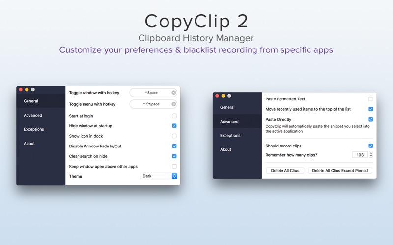 what is should record clips in copy clip for mac